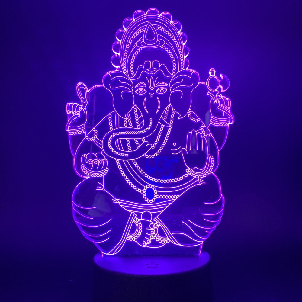 3D Night Light Indian Mythology Elephant Head God Creative Gift Table Lamp