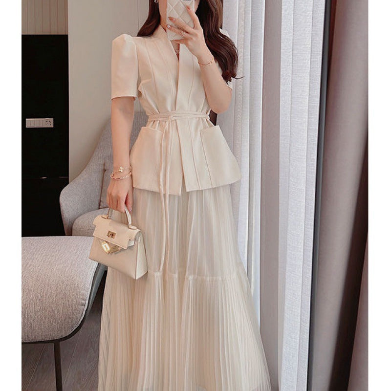 Women's Hong Kong Style Classic Style Suit Skirt Two-piece Suit