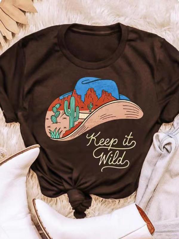 Women's T-shirt Summer Irregular Digital Printing Fashion Loose V-neck Color Short Sleeve Top