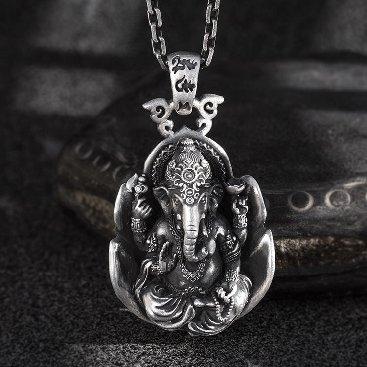 Silver Vintage Handmade Necklace Elephant God