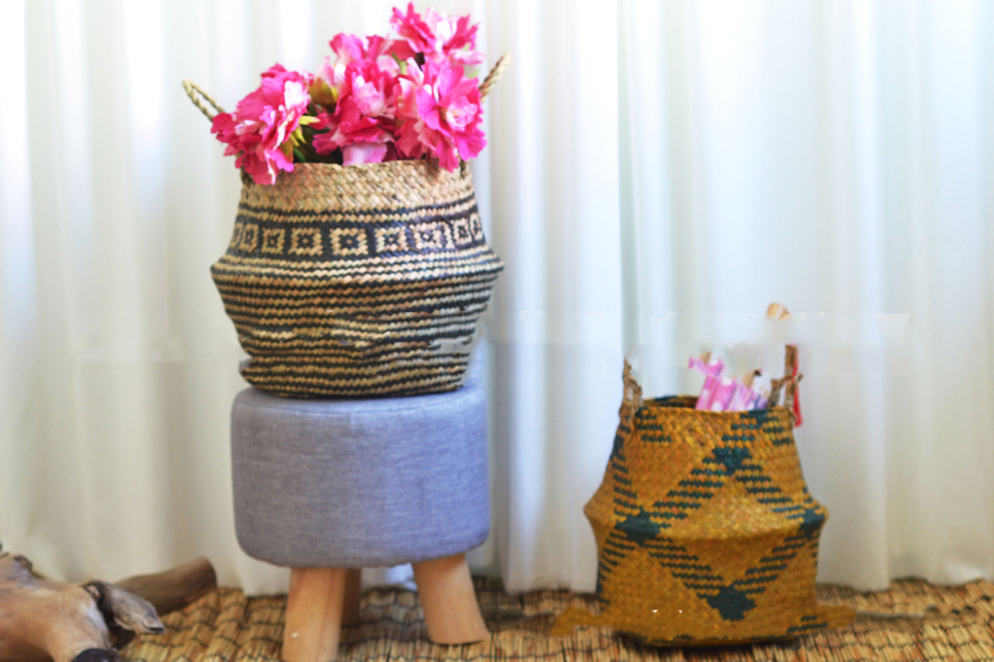 Folding binaural shopping basket