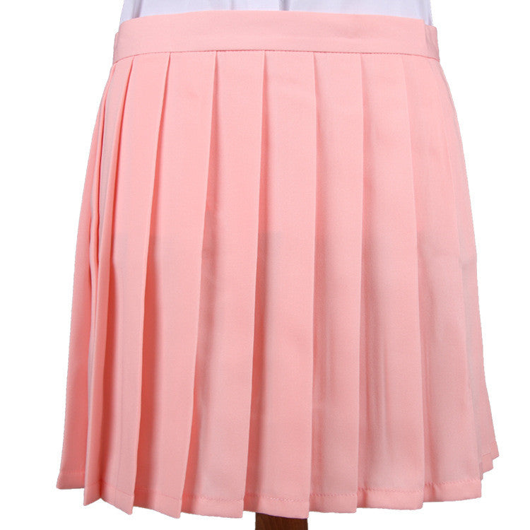 Japanese Pleated Skirt Macaron Solid Color Skirt