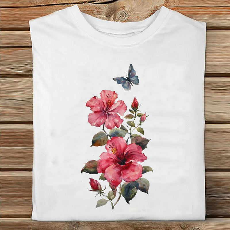 Ladies Summer Fashion Casual Cute Cartoon Print Short Sleeve
