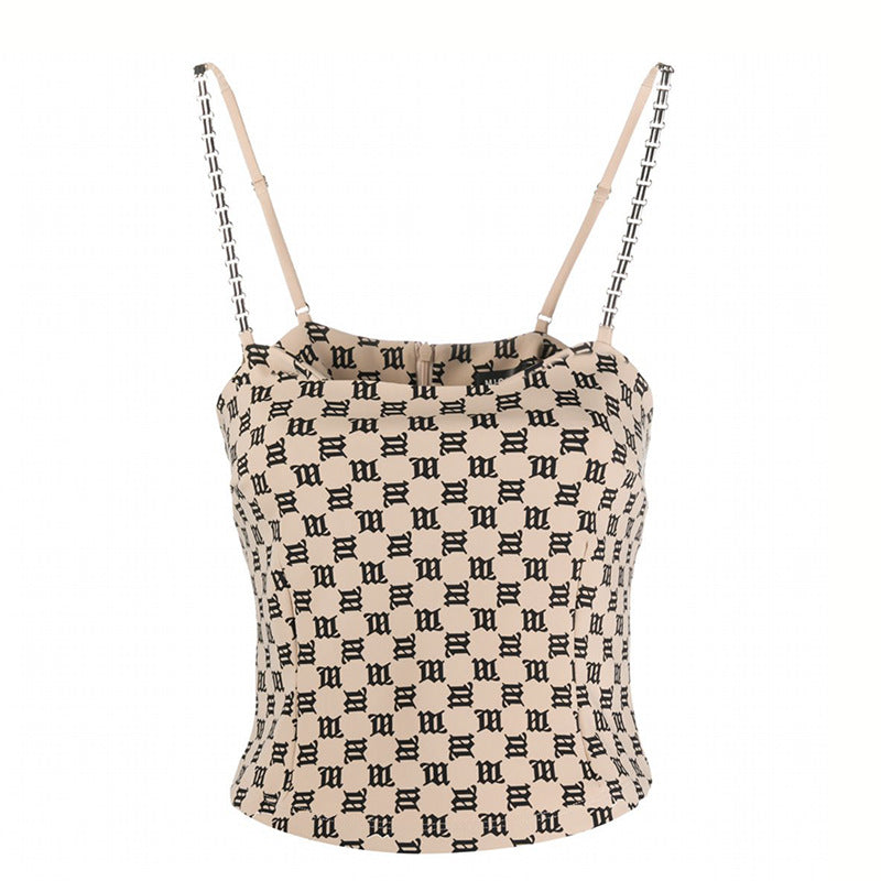 Women's Presbyopia Letter Metal Chain Camisole