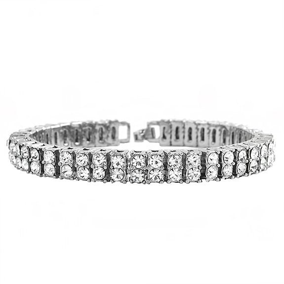 2 row bracelet men's rhinestone bracelet men's bracelet