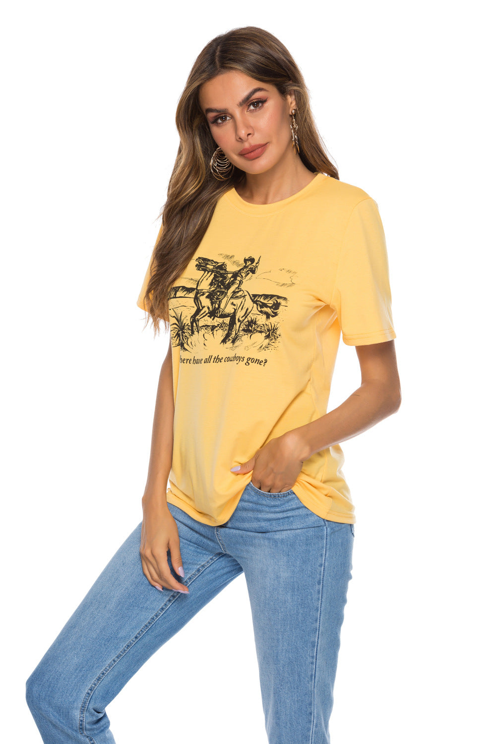 Printed Slim Plus Size Women's Short Sleeves