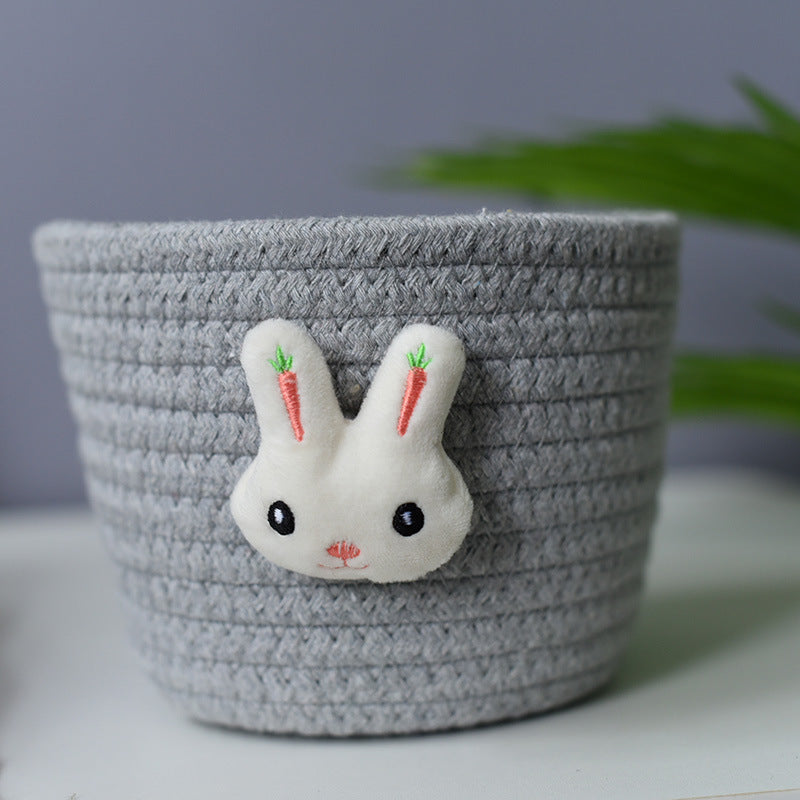 Bedside Storage Basket Woven Flower Spot Cotton