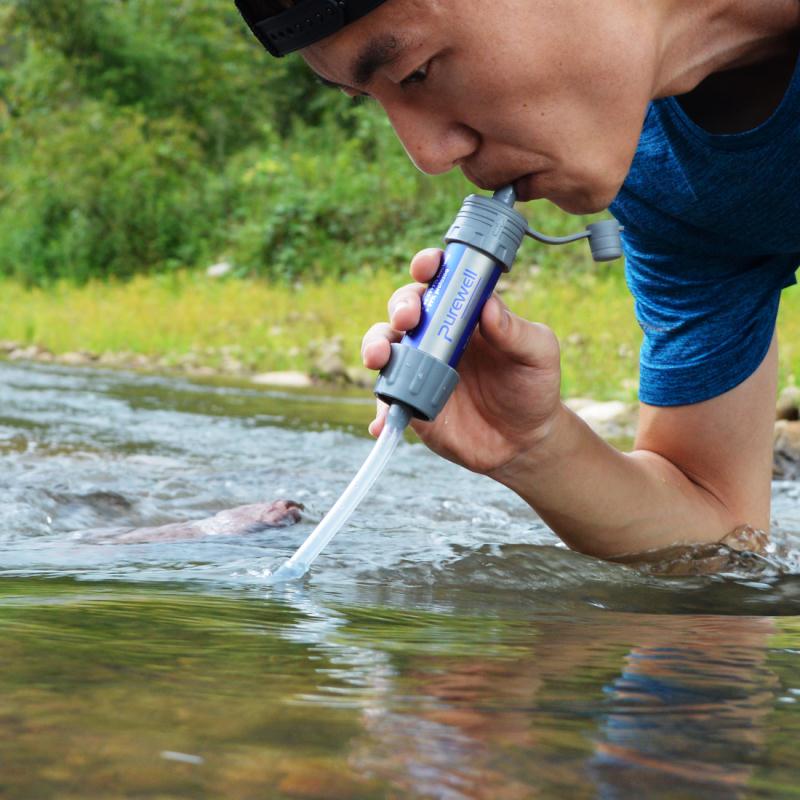 Handheld outdoor water purification filter