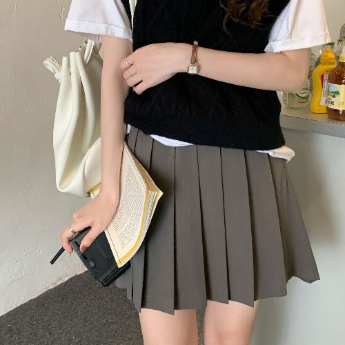 All-match Pleated High Waist A-line Skirt