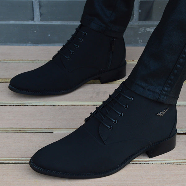 Fashion Business Casual Leather Shoes Men's Pointed Toe Short Martin Boots