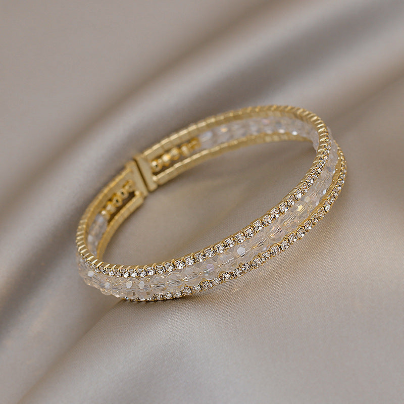 White Crystal Beaded Bracelet Summer Bracelet