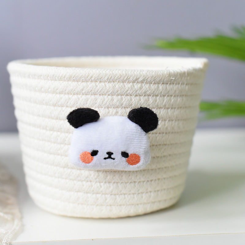 Bedside Storage Basket Woven Flower Spot Cotton
