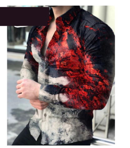 Digital Positioning Printing Casual Men's Shirt