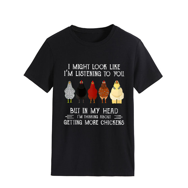 Simple Round Neck Pullover Blouse Print T-shirt