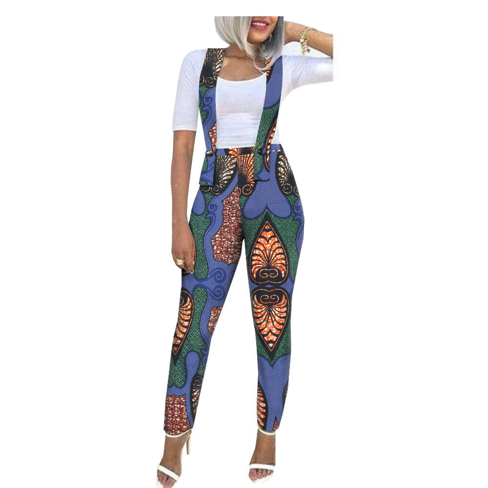 Batik printed cotton overalls