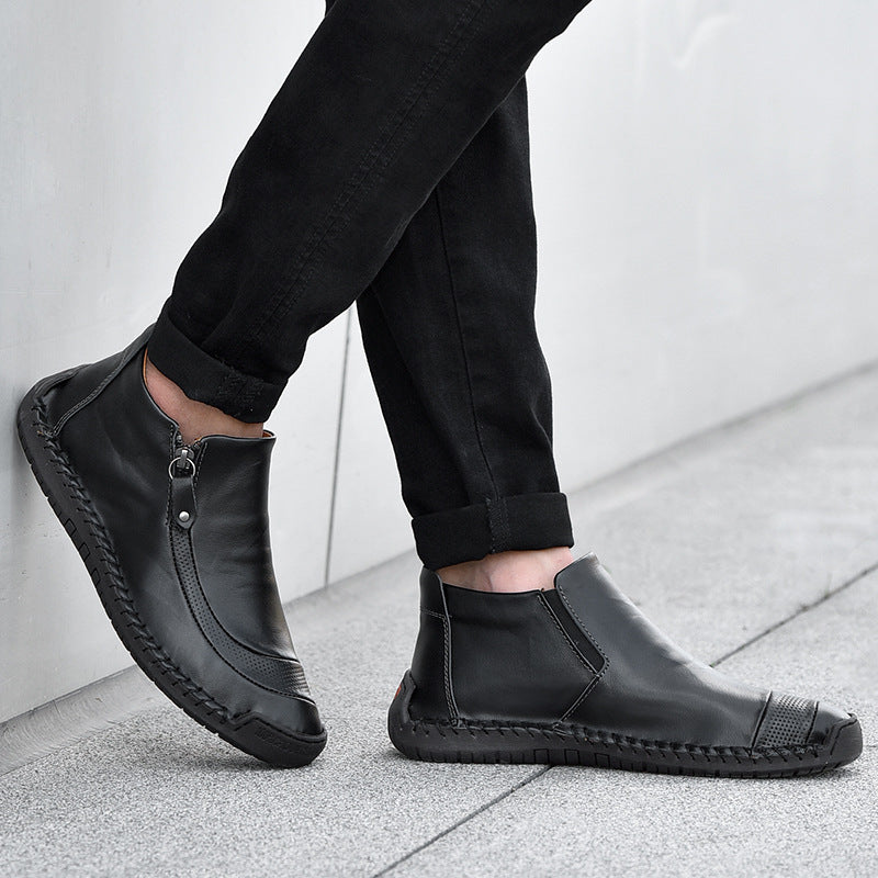 Men's Shoes Sewing Lazy Driving Shoes High Top