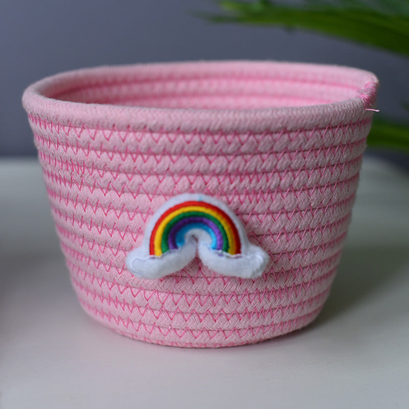 Bedside Storage Basket Woven Flower Spot Cotton