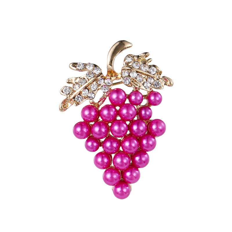 Fashion Crystal Grape Pearl Brooch