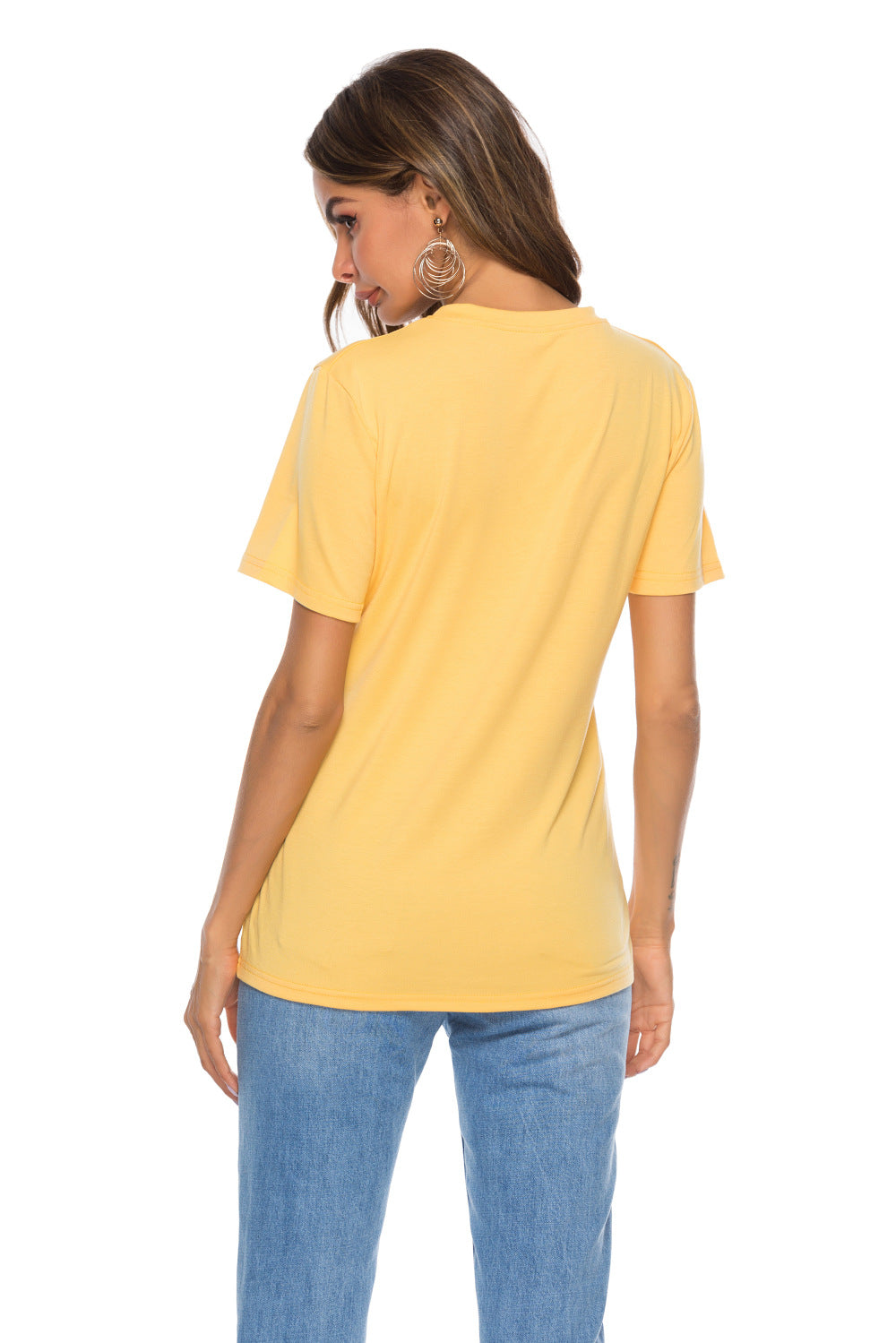 Printed Slim Plus Size Women's Short Sleeves