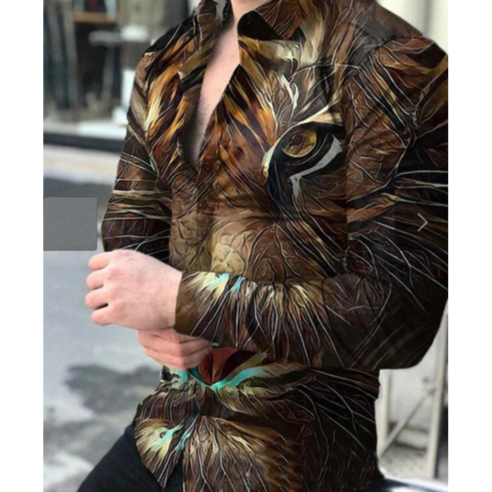 Digital Positioning Printing Casual Men's Shirt