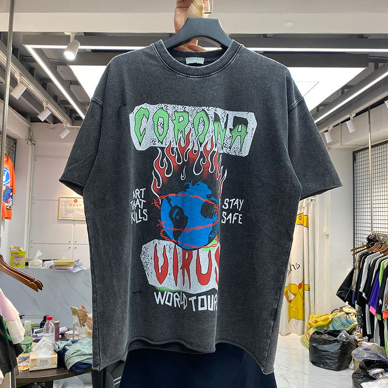 Rotten Holes And Distressed Loose Round Neck Short-sleeved T-shirt