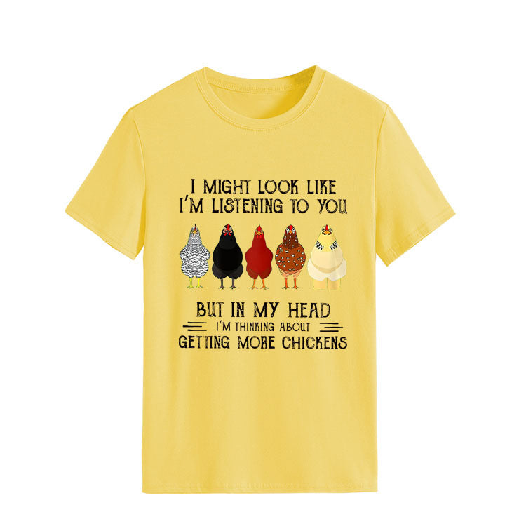 Simple Round Neck Pullover Blouse Print T-shirt