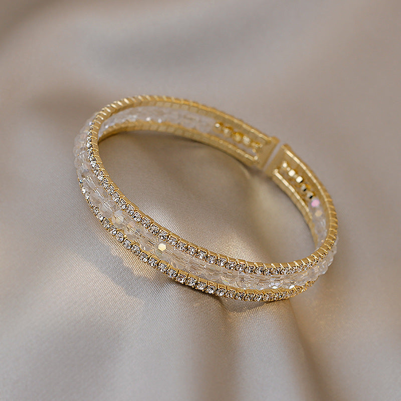 White Crystal Beaded Bracelet Summer Bracelet