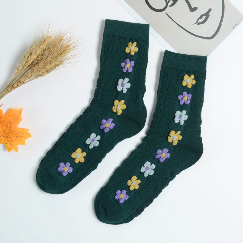 Cute autumn and winter stockings small flowers winter flower stockings