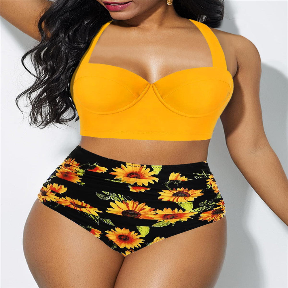 High-waisted plus-size sexy swimsuit