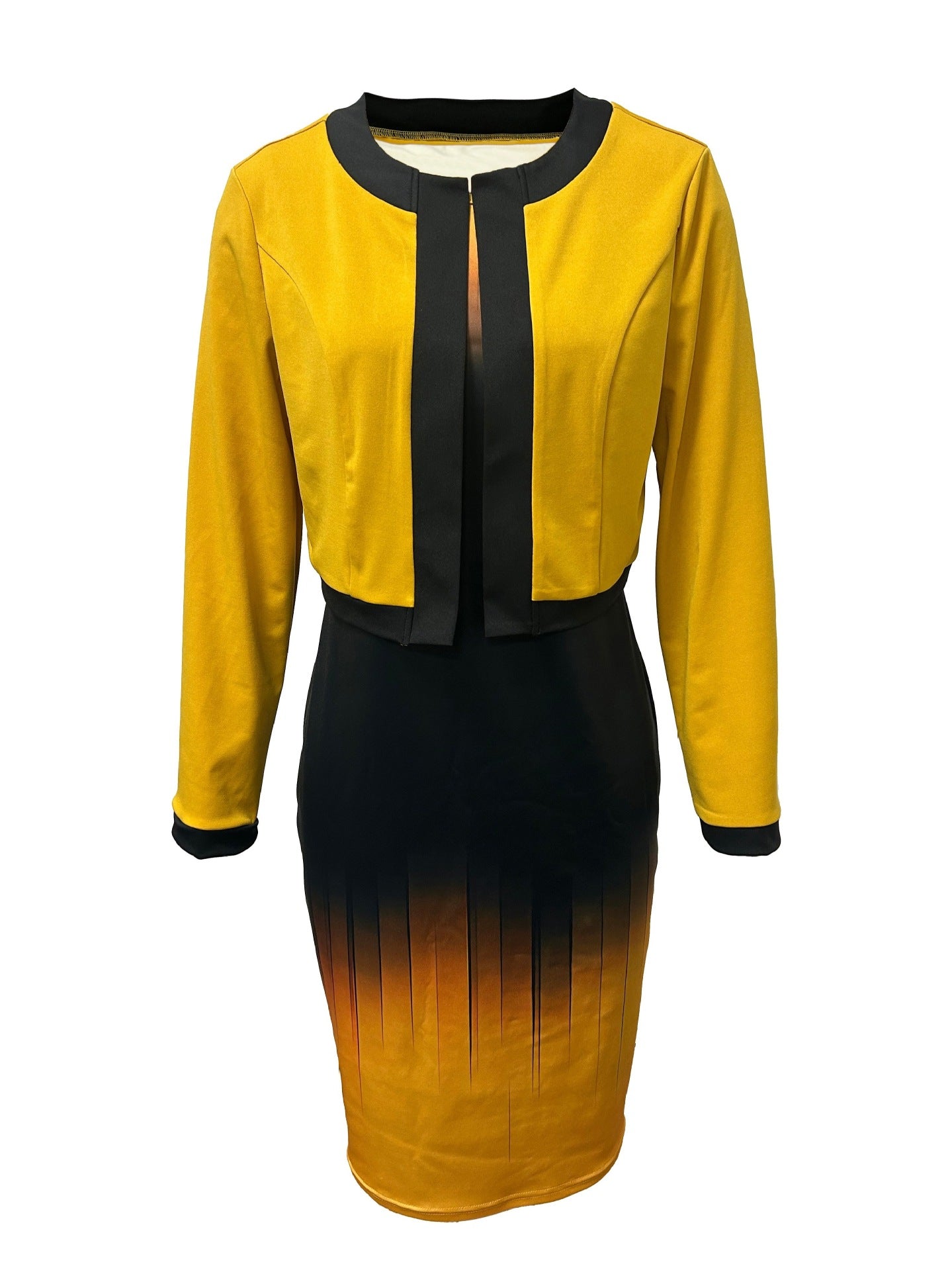 Commuter Business Hip-wrapped Dress Two-piece Set