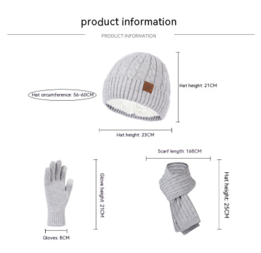 Alpaca Fleecefiber Scarf Men's Winter Scarf And Hat Gloves Three-piece Set