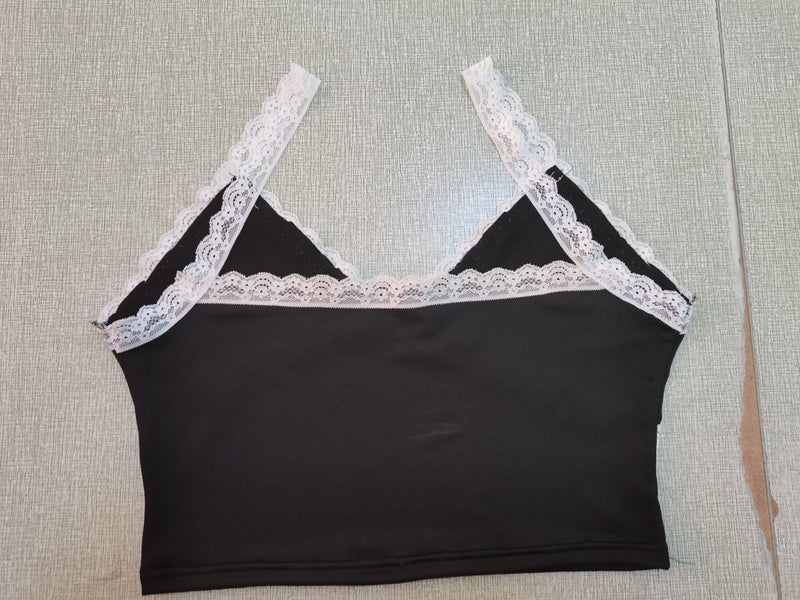 European And American Halter Cross Lace Backless Slim Fit Midriff-baring Camisole
