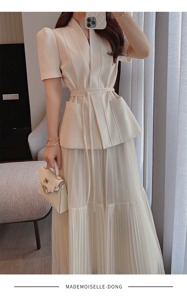 Women's Hong Kong Style Classic Style Suit Skirt Two-piece Suit