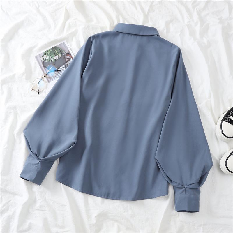 Lantern Sleeve Shirt Design Sense Niche Loose Long Sleeve Lapel Top