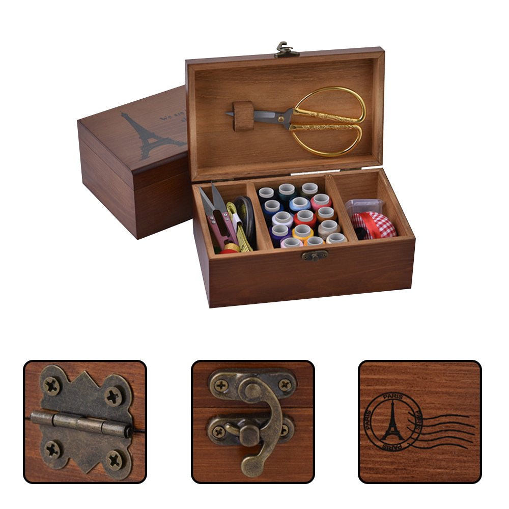 Solid wood sewing box