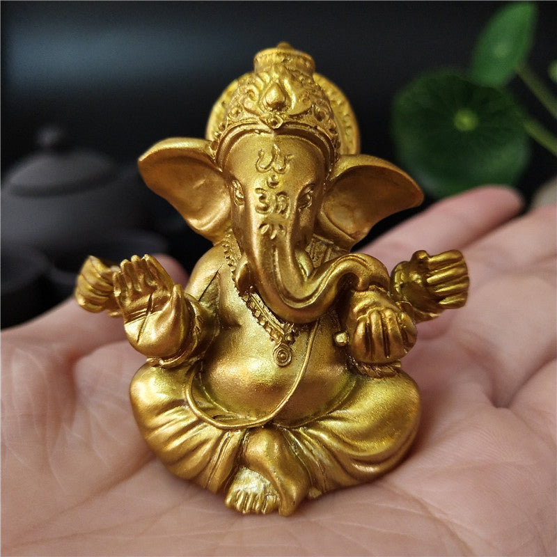 Gold Lord Ganesha Buddha Statue Elephant God Sculptures Gane