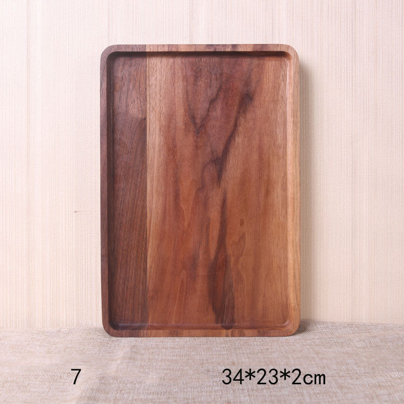 Japanese Style Wooden Black Walnut Rectangular Dinner Plate