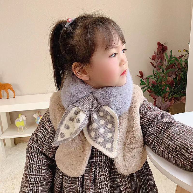 South Korea Plush Polka Dot Bow Tie Scarf Winter Winter