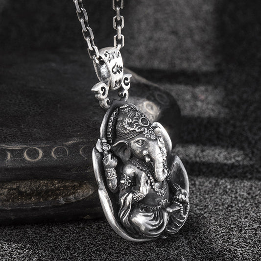 Silver Vintage Handmade Necklace Elephant God