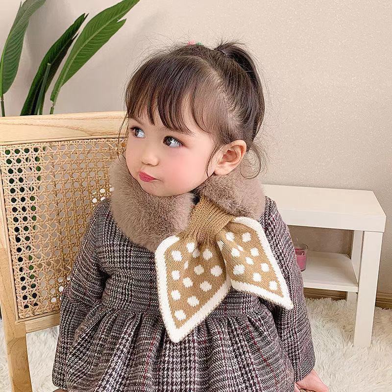 South Korea Plush Polka Dot Bow Tie Scarf Winter Winter