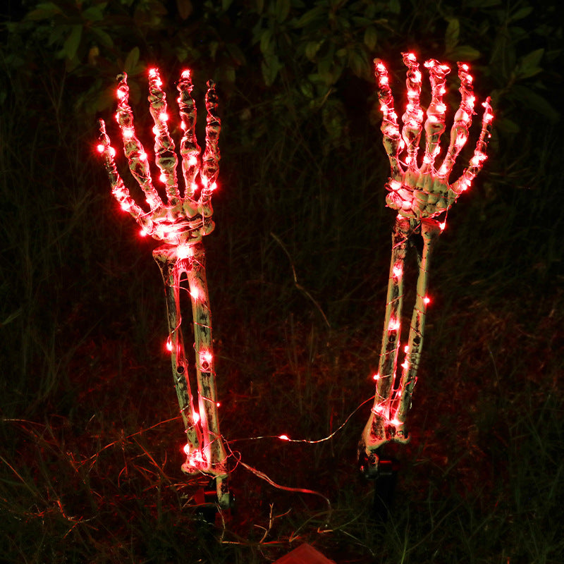 Halloween LED Light Up Skeleton Arm Hand Halloween Party Outdoor Home Garden Yard Lawn Decoration Haunted House Horror Props Halloween Decorative