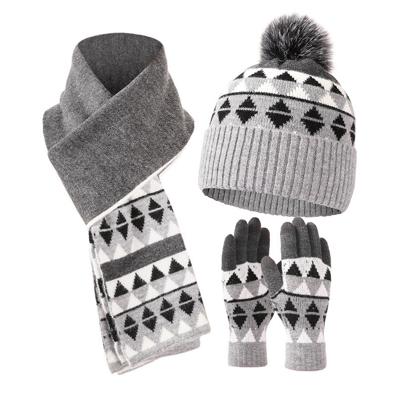 Blended Wool Hat Scarf Gloves