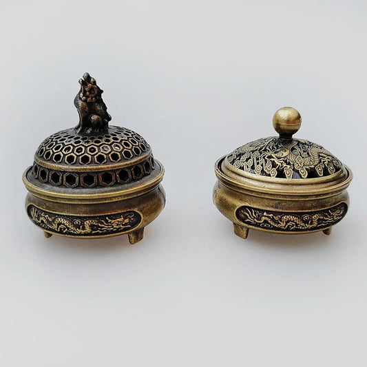 Alloy Incense Burner Chinese Buddha Lotus Flower Incense Holder Handmade Censer For Buddhist Home Office Decoration