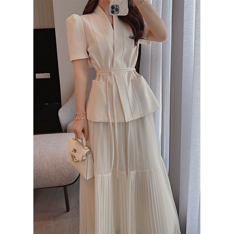 Women's Hong Kong Style Classic Style Suit Skirt Two-piece Suit