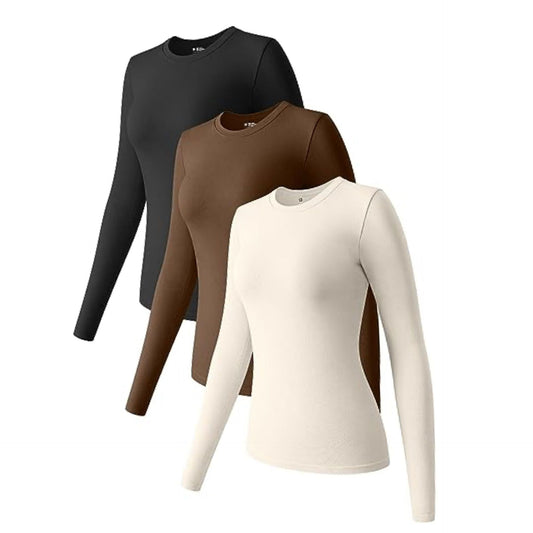 Long Sleeve Top Round Neck Stretch Bottoming Shirt T-shirt Top Inner Wear