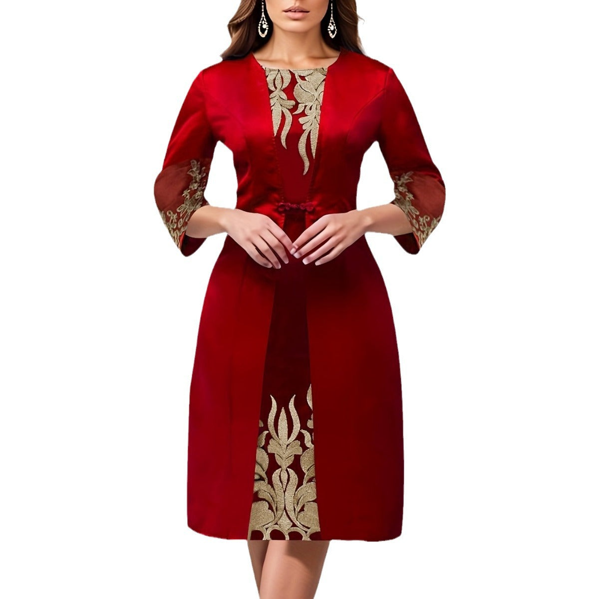 Women's Lace Stitching Commute Slim-fit Party Dress