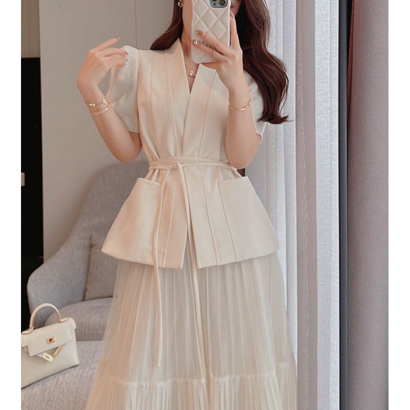 Women's Hong Kong Style Classic Style Suit Skirt Two-piece Suit