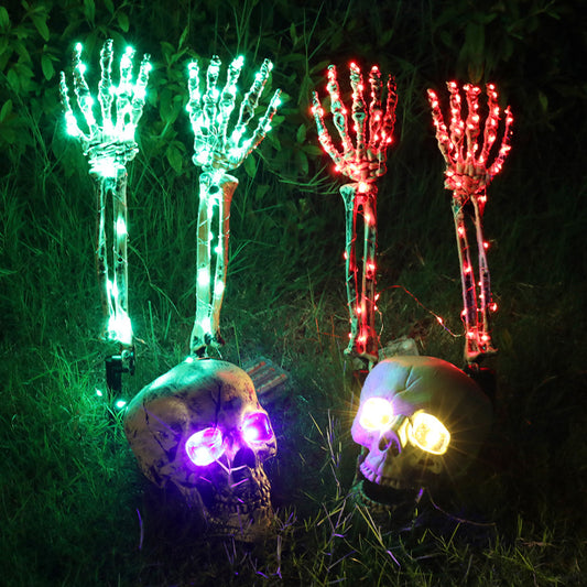 Halloween LED Light Up Skeleton Arm Hand Halloween Party Outdoor Home Garden Yard Lawn Decoration Haunted House Horror Props Halloween Decorative