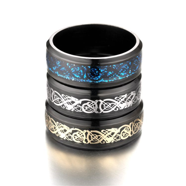 Dragon Pattern Rings Men Stainless Steel Ring Jewelry