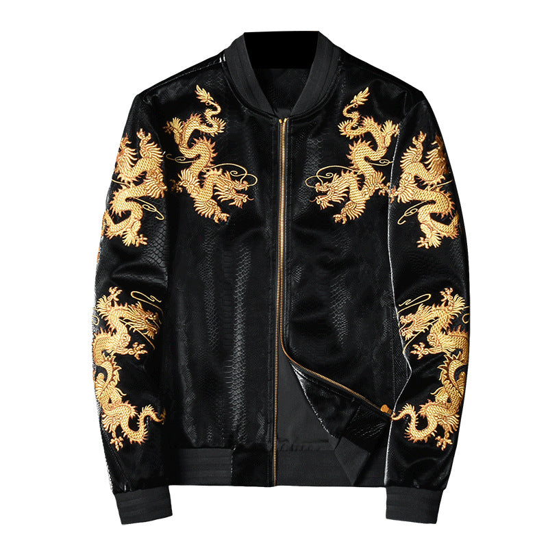 New Gold Embroidered Cardigan Baseball Collar Jacket